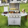 GRADE A1 - iQ 4 Burner Gas BBQ with Side Burner. Free Accessory Pack Includes BBQ Cover and Utensil Set