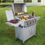 GRADE A1 - iQ 4 Burner Gas BBQ with Side Burner. Free Accessory Pack Includes BBQ Cover and Utensil Set