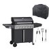 Boss Grill Kentucky Premium - 6 Burner Gas BBQ Grill with Side Burner - Black