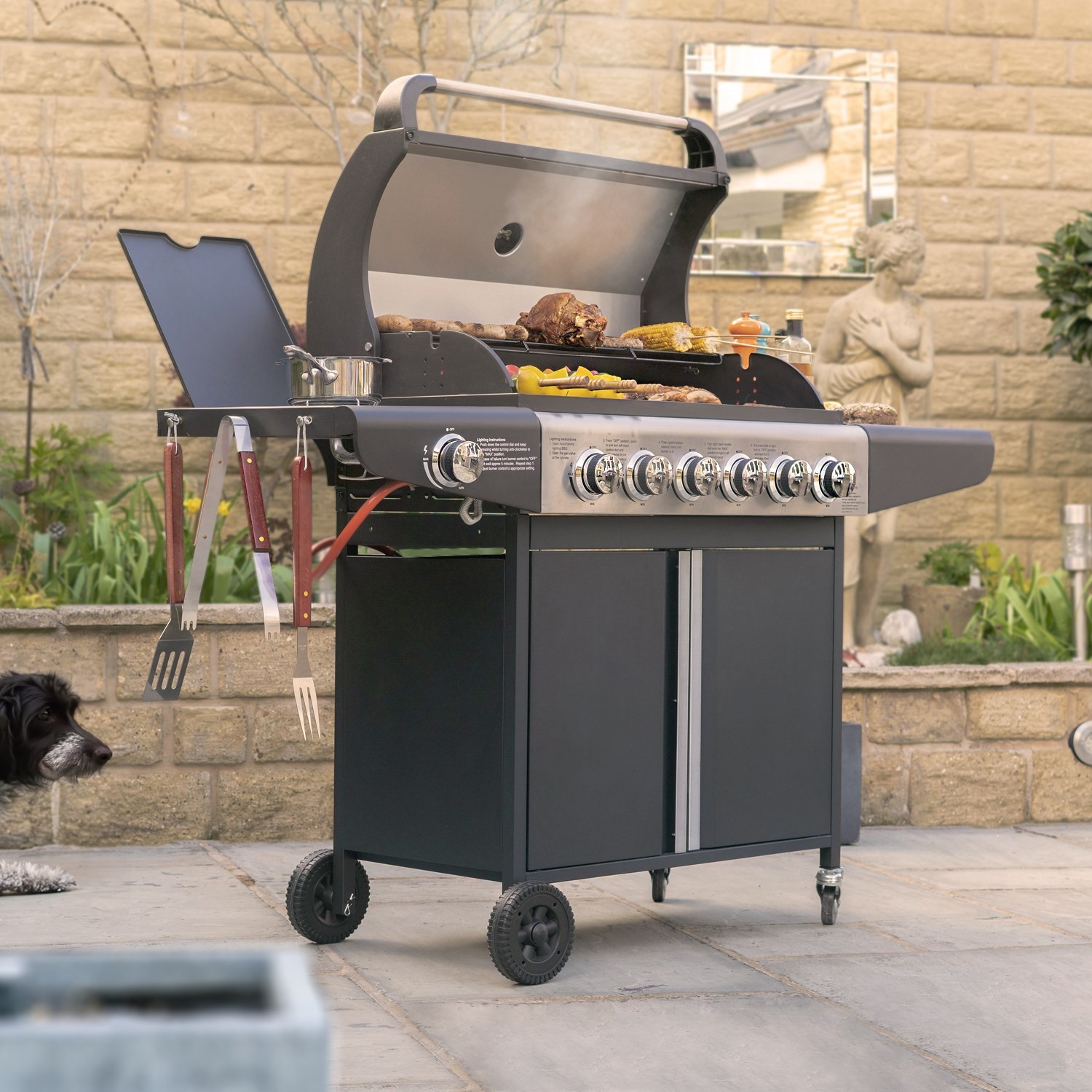 Boss Grill Kentucky Premium 6 + 1 Burner Gas BBQ – FREE Cover & Tools