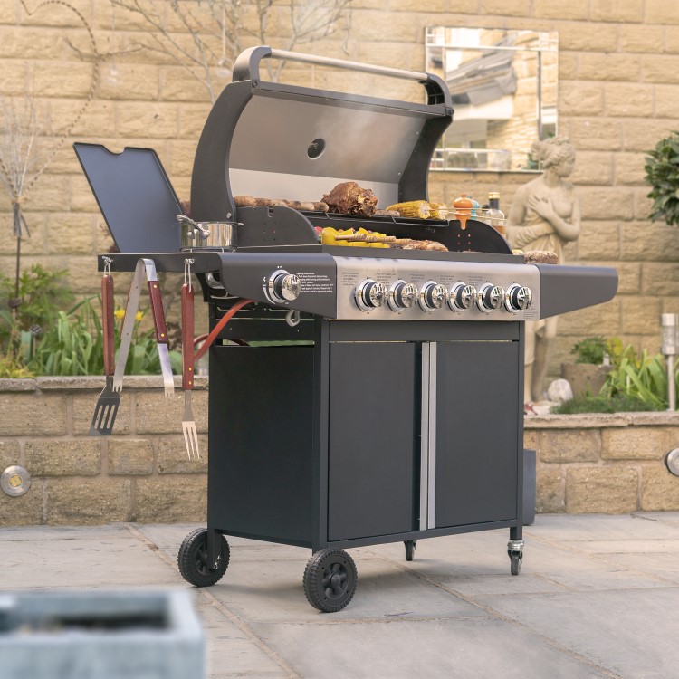 Refurbished Boss Grill Kentucky Premium 6 Burner Gas + 1 Side Burner BBQ Black