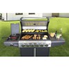GRADE A2 - The Kentucky Premium 6 Burner Black Gas BBQ with Side Burner - Includes BBQ Cover and Utensil Set