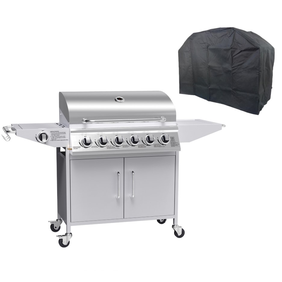 Boss Grill Classic 6 Burner Gas BBQ Grill with Side Burner