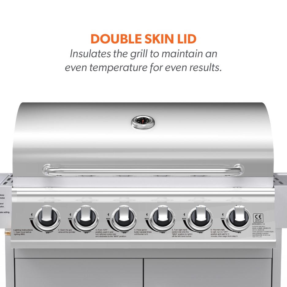 Boss Grill Classic 6 Burner Gas BBQ Grill with Side Burner