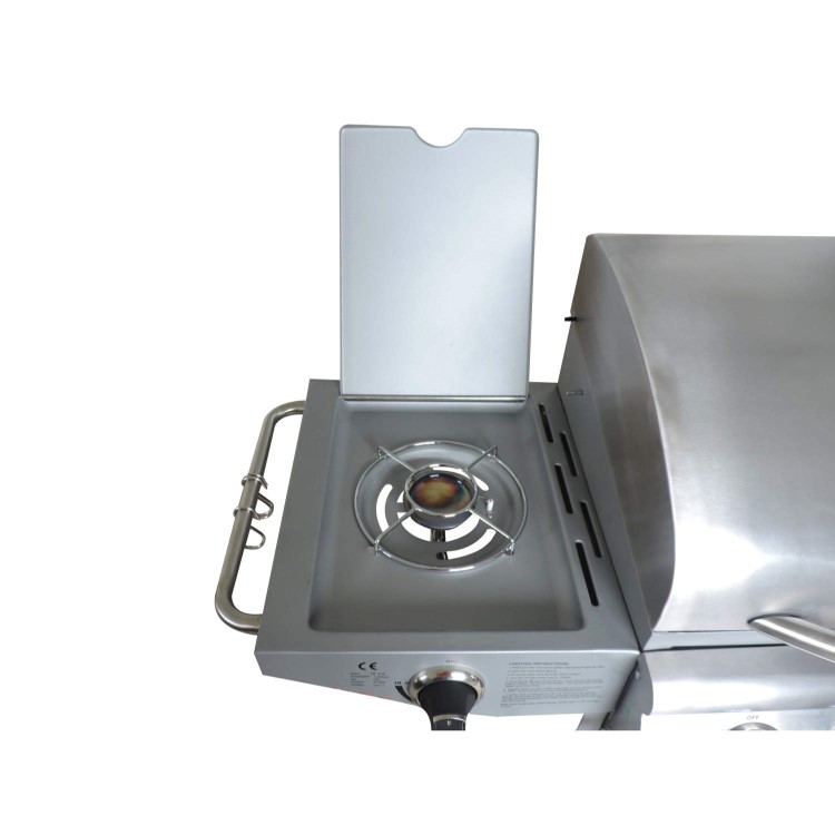 GRADE A3 - Missing Parts - iQ 6 Burner Gas BBQ with Side Burner. Free Accessory Pack Includes BBQ Cover and Utensil Set