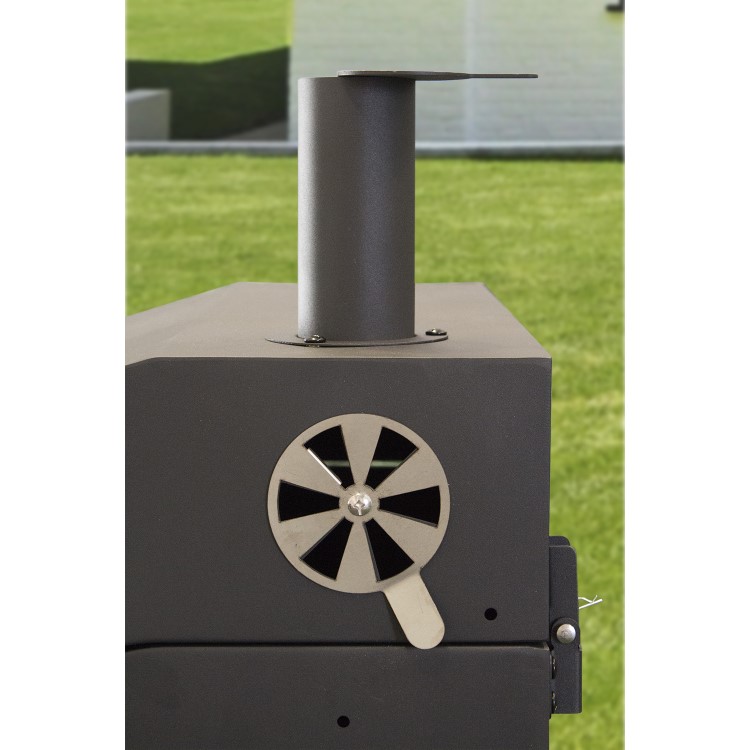 Refurbished electriQ Charcoal American Grill BBQ with Chimney Smoker Function and Free Accessory Pack Includes BBQ Cover and Utensil Set