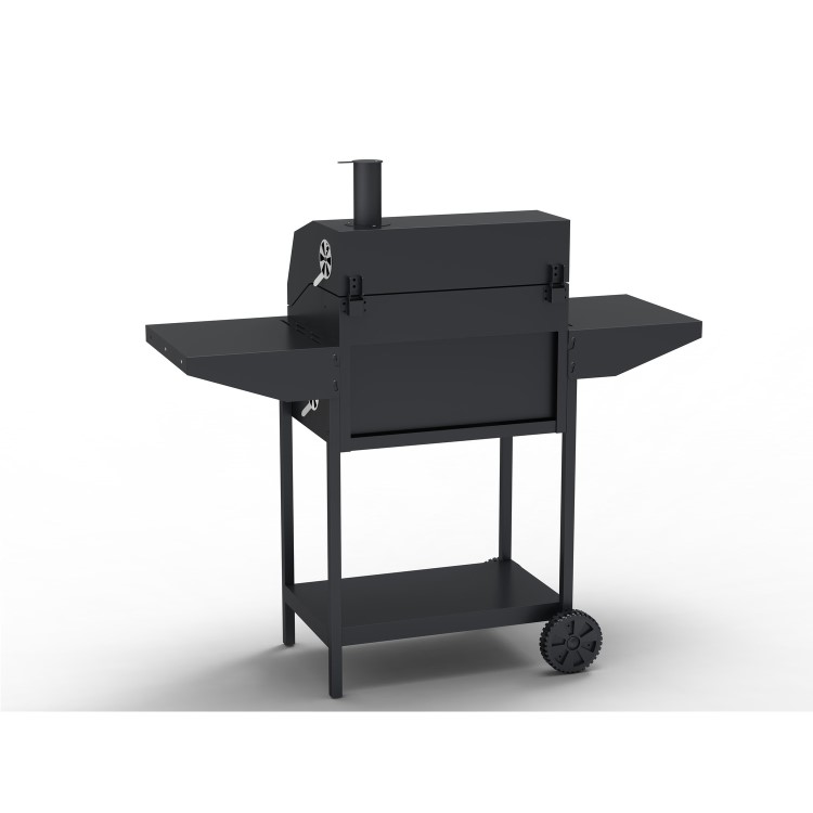 Refurbished electriQ Charcoal American Grill BBQ with Chimney Smoker Function and Free Accessory Pack Includes BBQ Cover and Utensil Set
