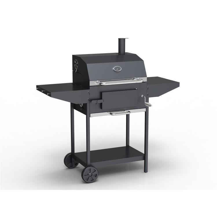 GRADE A1 - Charcoal American Grill BBQ with Chimney Smoker Function - Includes BBQ Cover Utensil Set 