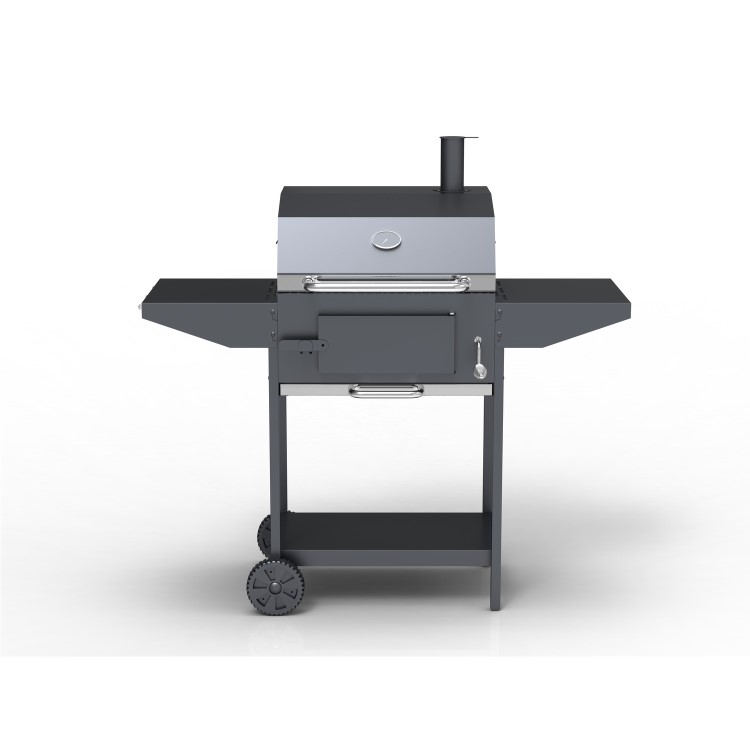 GRADE A1 - Charcoal American Grill BBQ with Chimney Smoker Function - Includes BBQ Cover Utensil Set 