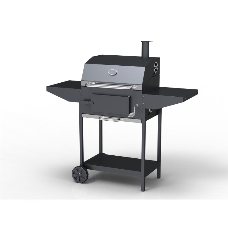 GRADE A1 - Charcoal American Grill BBQ with Chimney Smoker Function - Includes BBQ Cover Utensil Set 