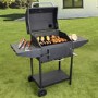 Refurbished electriQ Charcoal American Grill BBQ with Chimney Smoker Function and Free Accessory Pack Includes BBQ Cover and Utensil Set