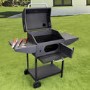 Refurbished electriQ Charcoal American Grill BBQ with Chimney Smoker Function and Free Accessory Pack Includes BBQ Cover and Utensil Set