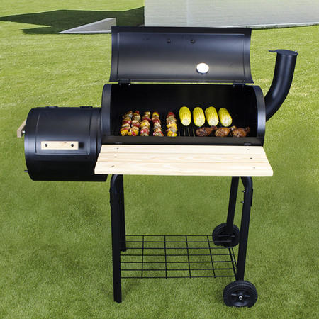 GRADE A1 - Charcoal Smoker BBQ Grill Barrel - Includes BBQ Cover and Utensil Set