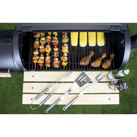 GRADE A1 - Charcoal Smoker BBQ Grill Barrel - Includes BBQ Cover and Utensil Set