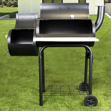 GRADE A1 - Charcoal Smoker BBQ Grill Barrel - Includes BBQ Cover and Utensil Set