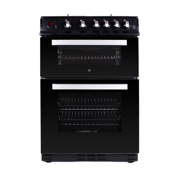iQ 60cm Gas Cooker with Double Oven in Black 