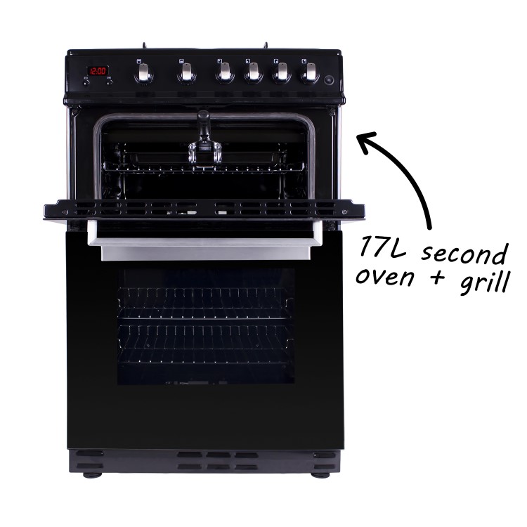 iQ 60cm Gas Cooker with Double Oven in Black 