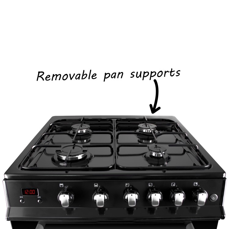 iQ 60cm Gas Cooker with Double Oven in Black 