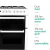 GRADE A3 - electriQ 60cm Double Oven Dual Fuel Cooker - White