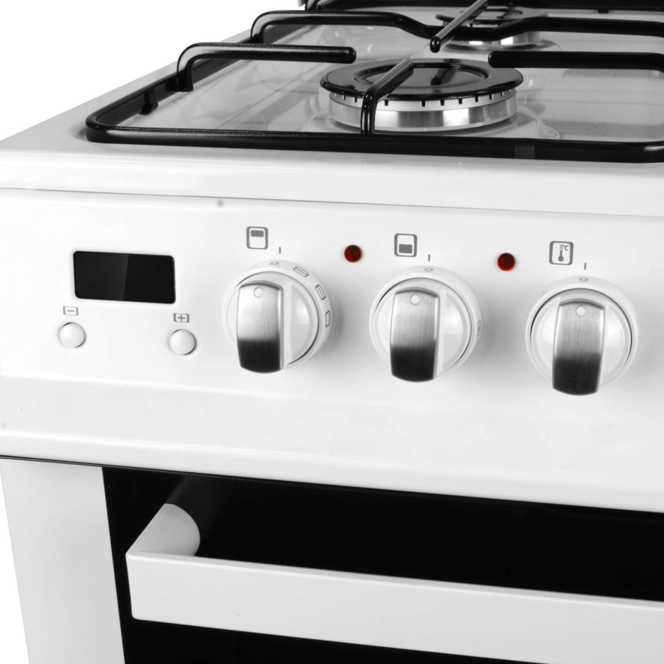 electriQ 60cm Double Oven Dual Fuel Cooker White IQDFC1W60