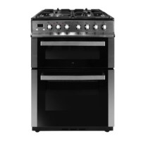 electriQ 60cm Double Oven Dual Fuel Cooker - Stainless Steel