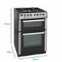 electriQ 60cm Double Oven Dual Fuel Cooker - Stainless Steel