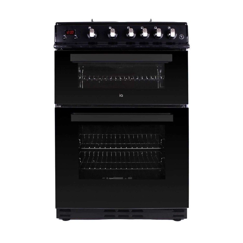 electriQ 60cm Dual Fuel Cooker with Double Oven Black