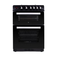 GRADE A2 - electriQ 60cm Dual Fuel Cooker with Double Oven - Black
