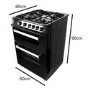 GRADE A2 - electriQ 60cm Dual Fuel Cooker with Double Oven - Black
