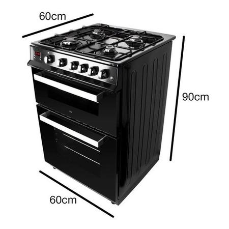 GRADE A2 - electriQ 60cm Dual Fuel Cooker with Double Oven - Black