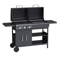 Boss Grill Georgia Dual Fuel - 3 Burner Gas & Charcoal BBQ Grill - Black Boss Grill Georgia Dual Fuel - 3 Burner Gas & Charcoal BBQ Grill - Black