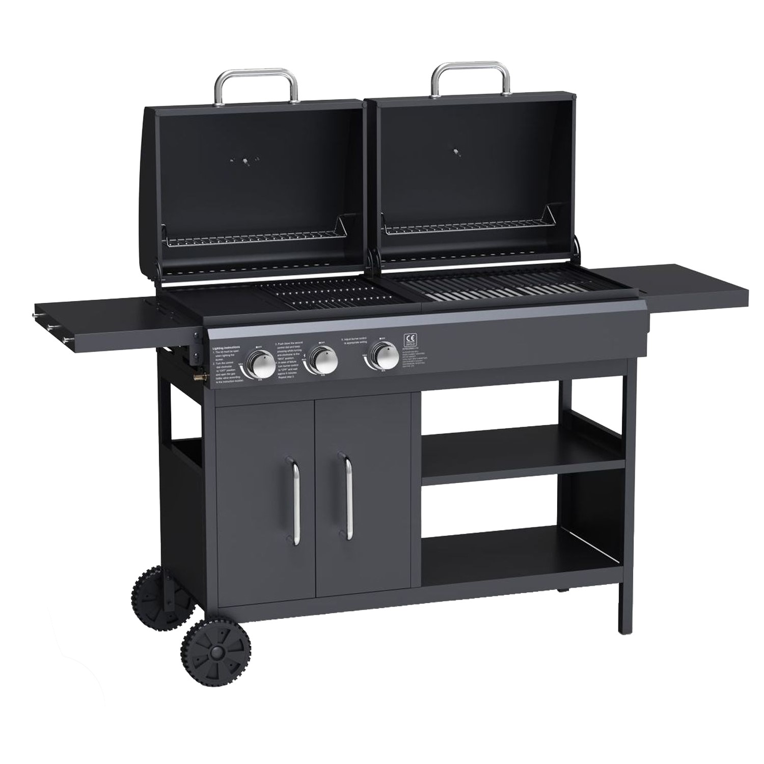 Boss Grill Georgia Dual Fuel- 3 Burner Gas & Charcoal BBQ Grill - Black