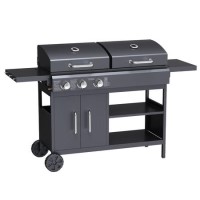 Refurbished Boss Grill Georgia Dual Fuel - 3 Burner Gas & Charcoal BBQ Grill - Black