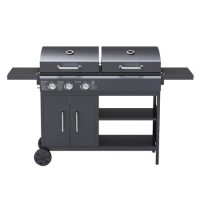 Refurbished Boss Grill Georgia Dual Fuel - 3 Burner Gas & Charcoal BBQ Grill - Black