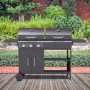 Refurbished Boss Grill Georgia Dual Fuel - 3 Burner Gas & Charcoal BBQ Grill - Black