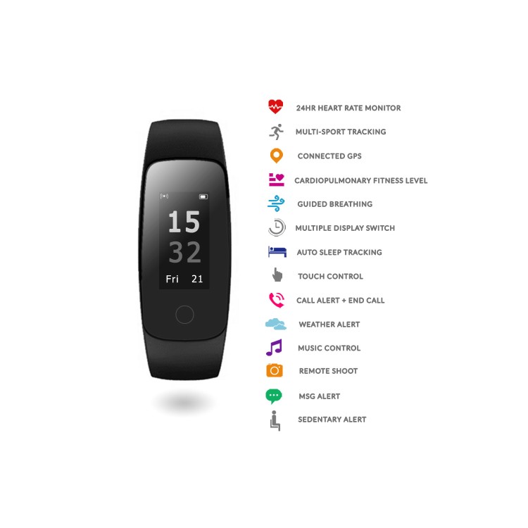 IQ PLUS Fitness Tracker with Connected GPS and Multi Sport Mode - Compatible with Android & iOS Devices