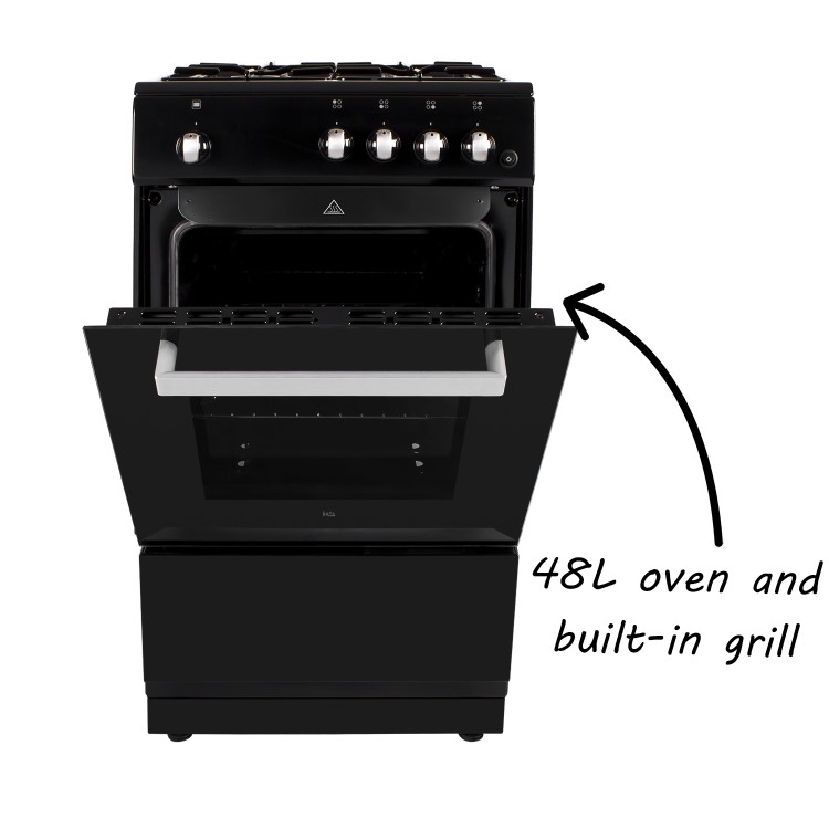 GRADE A1 - iQ 50cm Gas Cooker with Single Oven in Black