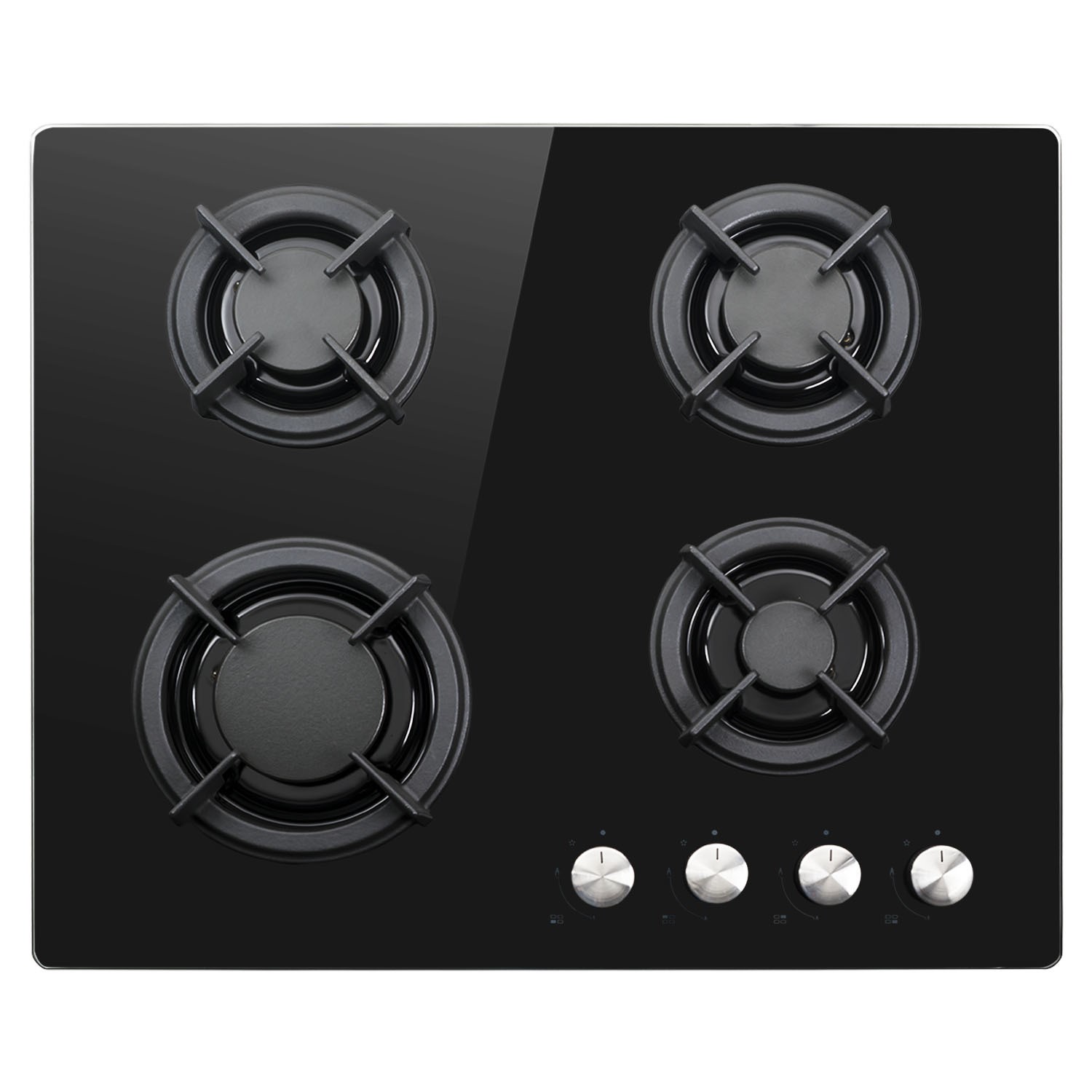 Refurbished electriQ IQGH604B 60cm 4 Burner Gas on Glass Hob Black