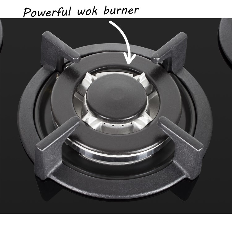 GRADE A1 - iQ 70cm Black Glass on Gas 5 Burner Hob