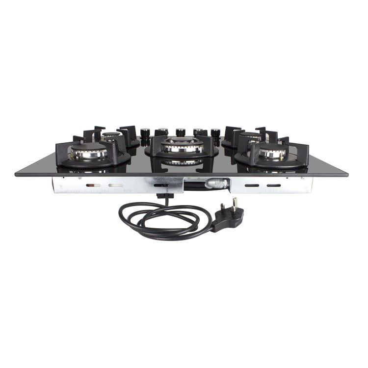 GRADE A1 - iQ 70cm Black Glass on Gas 5 Burner Hob