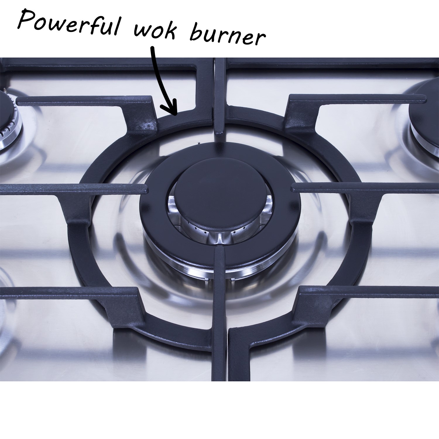 electriQ 70cm 5 Burner Gas Hob in Stainless Steel IQGH70STEEL Appliances Direct
