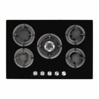 Refurbished electriQ EQGH755BLK 75cm Gas on Glass Hob Black Refurbished electriQ EQGH755BLK 75cm Gas on Glass Hob Black