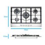 Refurbished electriQ EQGH755SS 75cm 5 Burner Gas Hob