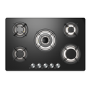 GRADE A1 - iQ 77cm Black Glass on Gas 5 Burner Gas Hob