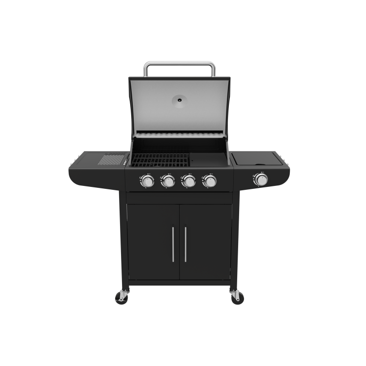 Boss Grill Georgia Classic - 4 Burner Gas BBQ with Side Burner - Black