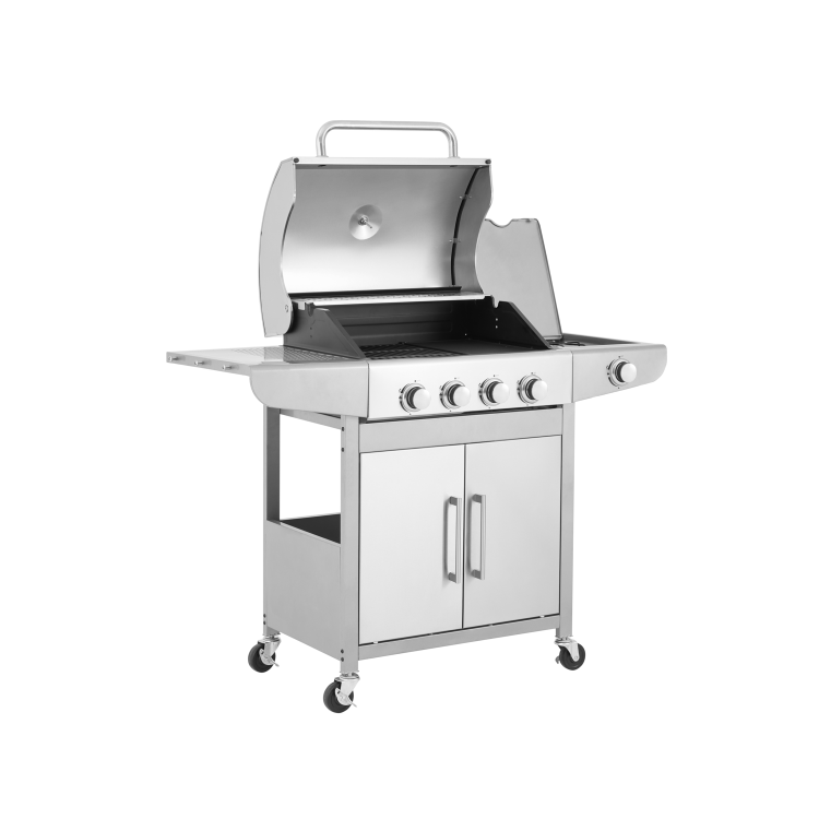 Boss Grill Georgia Classic - 4 Burner Gas BBQ with Side Burner - Silver