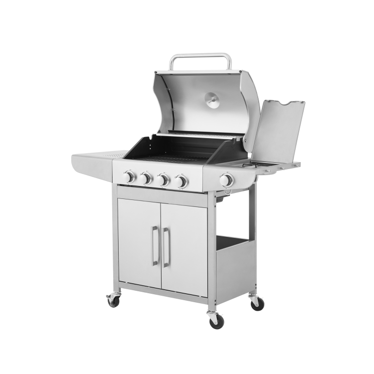 Boss Grill Georgia Classic - 4 Burner Gas BBQ with Side Burner - Silver