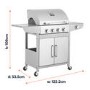 Boss Grill Georgia Classic - 4 Burner Gas BBQ with Side Burner - Silver