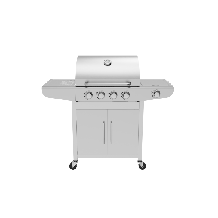 Boss Grill Georgia Classic - 4 Burner Gas BBQ with Side Burner - Silver