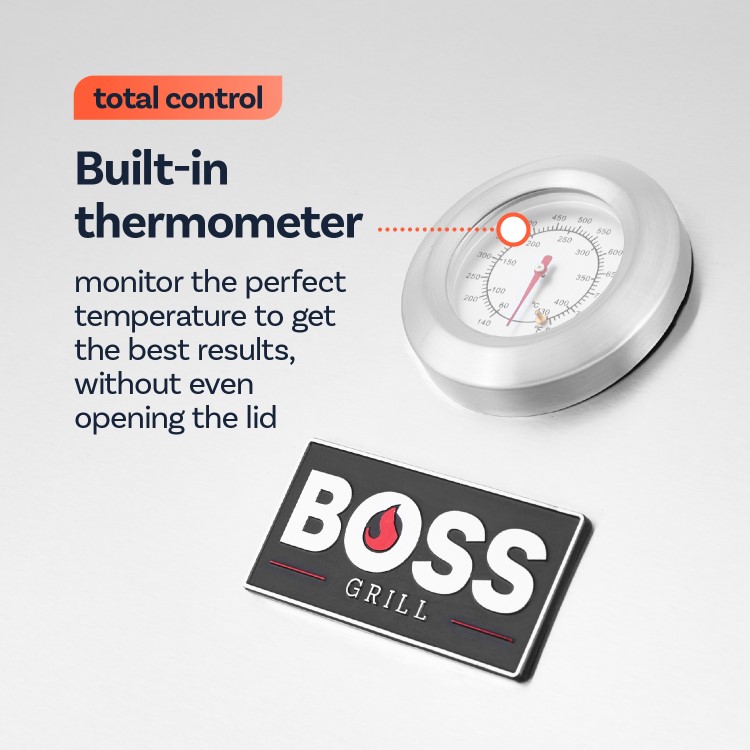 Boss Grill Georgia Classic - 4 Burner Gas BBQ with Side Burner - Silver